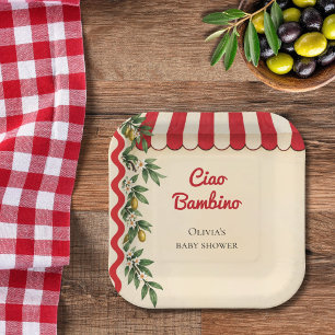 Personalized Ciao Bambino Italian Baby Shower Paper Plates