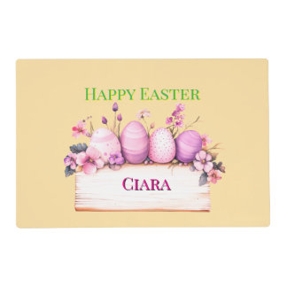 Personalized "Ciara" Happy Easter Floral Egg  Placemat