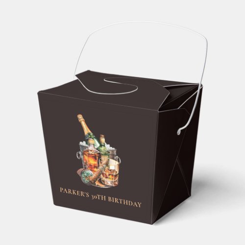 Personalized Cigar and Whisky Mens Birthday Favor Boxes