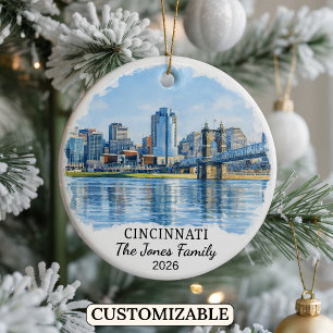 Personalized Cincinnati Ornament, Custom Ohio Ceramic Ornament