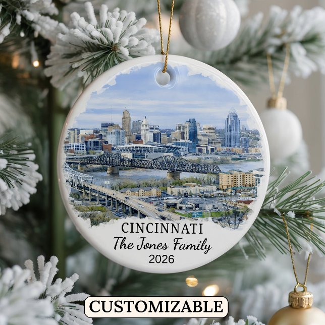 Personalized Cincinnati Ornament, Custom Ohio Ceramic Ornament (Creator Uploaded)