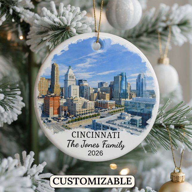 Personalized Cincinnati Ornament, Custom Ohio Ceramic Ornament (Creator Uploaded)