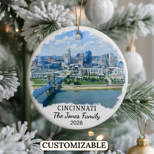 Personalized Cincinnati Ornament, Custom Ohio Ceramic Ornament