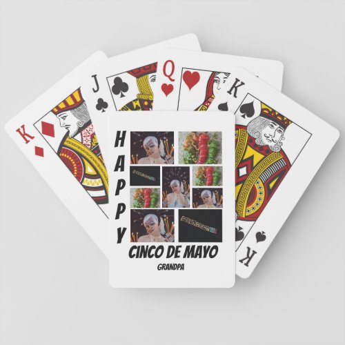 Personalized Cinco de Mayo  9 Photo Collage  Playing Cards