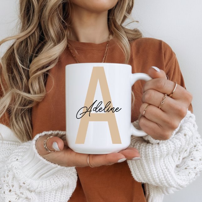 Personalized Cinnamon Mug Graduation Gift for Her (Cinnamon Roll Monogram Mug Birthday Gift for Her, Custom Initial Cinnamon Mug Mother’s Day Gift)
