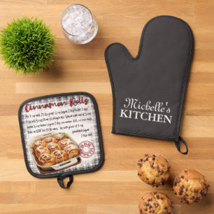 Personalized Cinnamon Rolls Baking Recipe Oven Mitt & Pot Holder Set