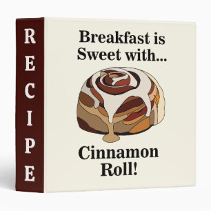 Personalized Cinnamon Rolls Sweet Bun Recipe 3 Ring Binder