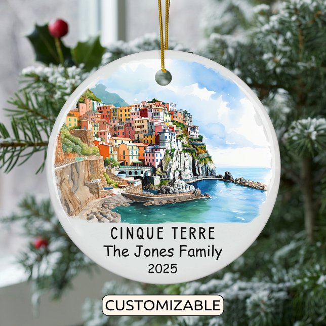 Personalized Cinque Terre Ornament, Italy Ceramic Ornament (Creator Uploaded)