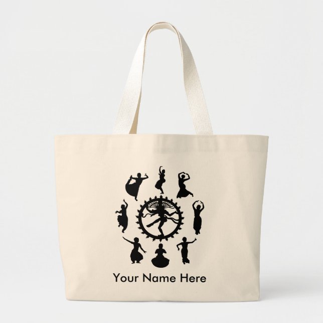 Personalized Circle of Indian Dance Large Tote Bag (Front)