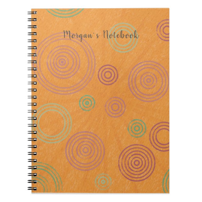 Personalized Circles and Starburst Notebook Orange (Front)