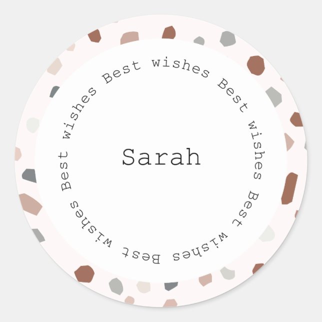 Personalized Circular Sticker - Modern Terrazzo  (Front)