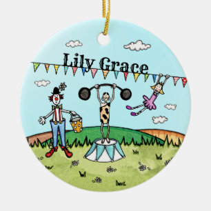 Personalized Circus Birth Hanging Ceramic Ornament