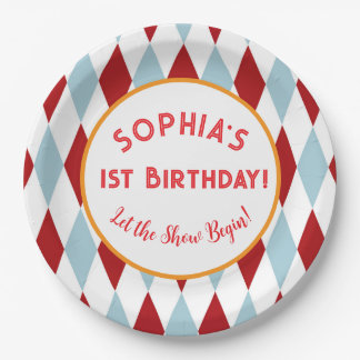 Personalized Circus Birthday Paper Plates