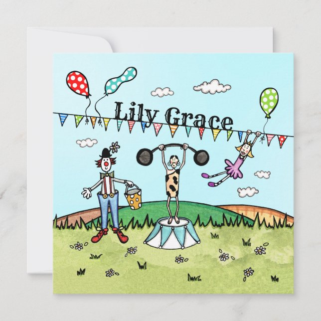 Personalized Circus Birthday Party Invitation (Front)