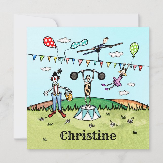 Personalized Circus Birthday Party Invitation (Front)