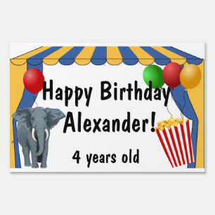 Personalized Circus Birthday Party Yard Sign