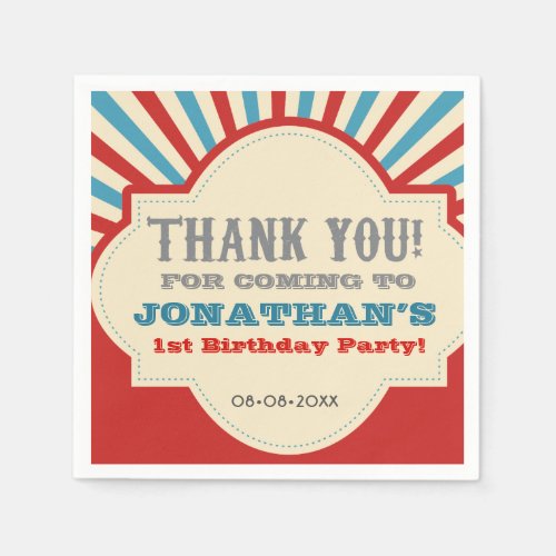 Personalized Circuscarnival 1st birthday party Napkins