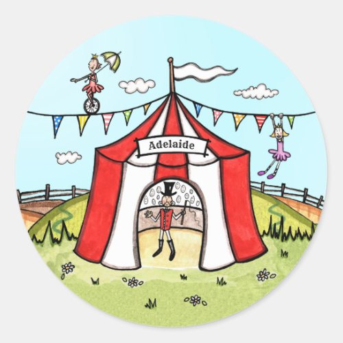 Personalized Circus Childrens Classic Round Sticker