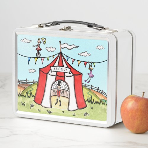 Personalized Circus Childrens Metal Lunch Box