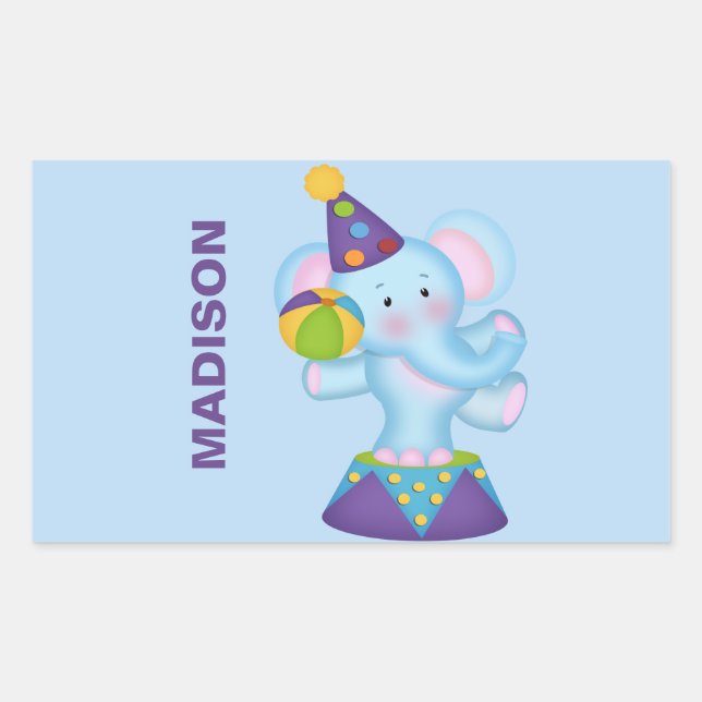 Personalized  Circus Elephant Stickers (Front)