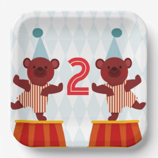 Personalized Circus Teddy Bears Age Birthday Paper Plates