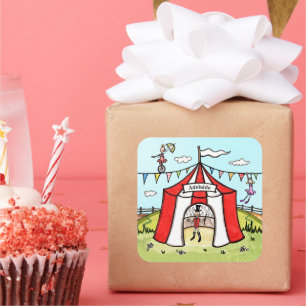 Personalized Circus Tent Square Sticker