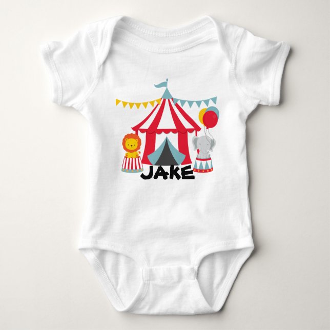 Personalized Circus Theme Birthday Baby Body Suit Baby Bodysuit (Front)