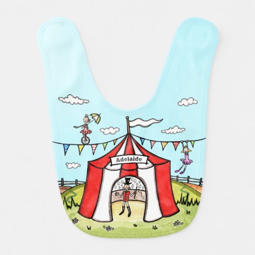 Personalized Circus Themed Baby Bib