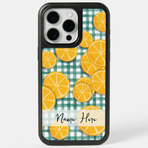 Personalized Citrus fruit on Green Gingham Phone  iPhone 15 Pro Max Case