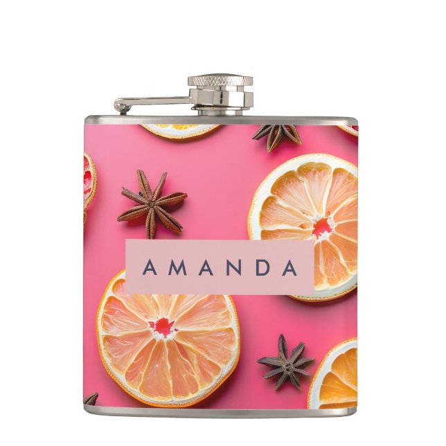 Personalized Citrus Slice & Star Anise Flask (Front)