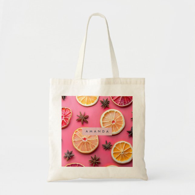 Personalized Citrus Slice & Star Anise Tote Bag (Front)