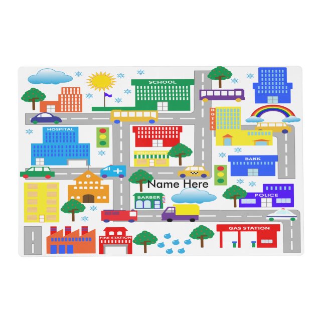 Personalized City Life Laminated Placemat (Front)