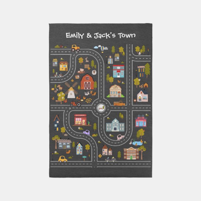 Personalized City Map Kid's Playmat / Rug (Front (Vertical))