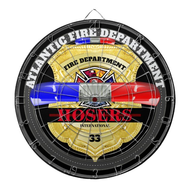 Personalized City Name Fire Department Dartboard (Front)