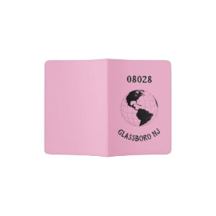 Personalized City State Zip Code Globe World Passport Holder