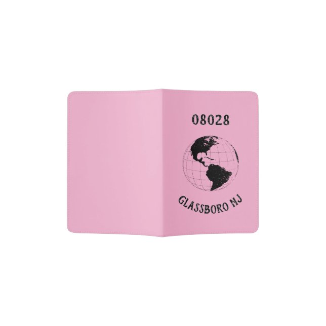 Personalized City State Zip Code Globe World  Passport Holder (Opened)
