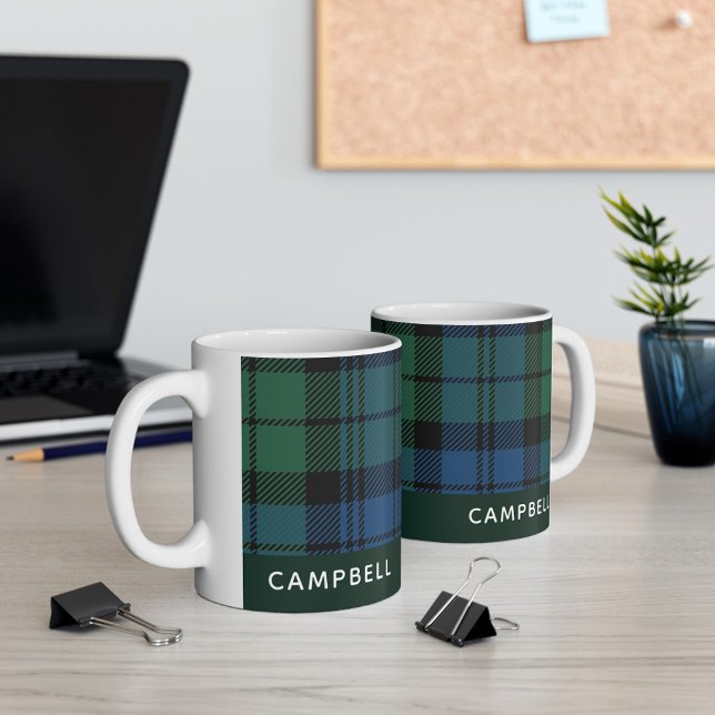 Personalized Clan Campbell Tartan Plaid Name Coffee Mug (Creator Uploaded)