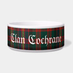 Personalized Clan Cochrane Tartan Bowl<br><div class="desc">Personalized pet bowl features Scottish Clan Cochrane tartan plaid pattern with Old World style customized font.</div>