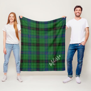 Personalized Clan Davidson Plaid Tartan Fleece Blanket