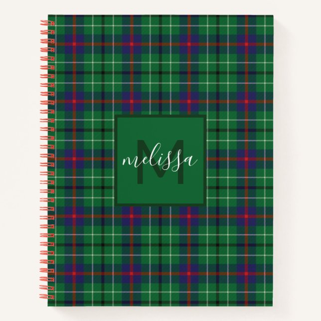 Personalized Clan Duncan Plaid Tartan Monogram Notebook (Front)