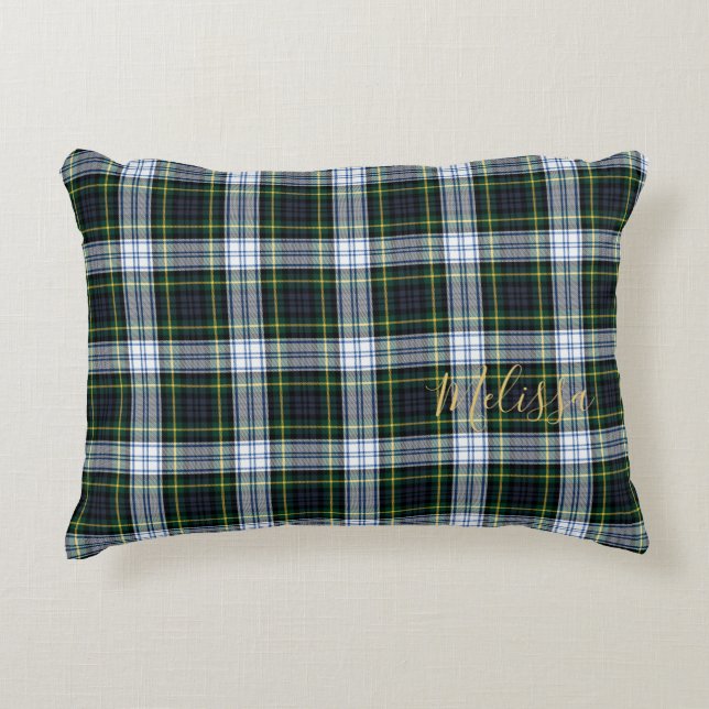 Personalized Clan Gordon Tartan Plaid Name Accent Pillow (Front)