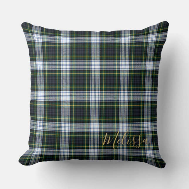 Personalized Clan Gordon Tartan Plaid Name Throw Pillow (Front)