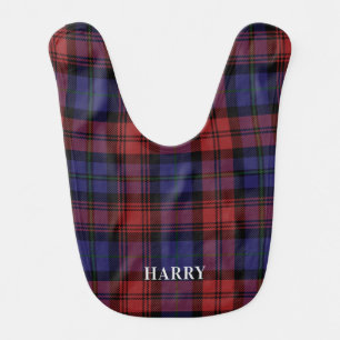 Personalized Clan MacLachlan Plaid Purple Check Baby Bib