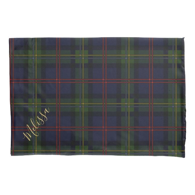 Personalized Clan Malcolm Tartan Plaid Name Pillow Case (Front-Left)