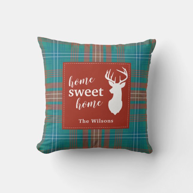 Personalized Clan Wilson Tartan Plaid Christmas Throw Pillow (Front)