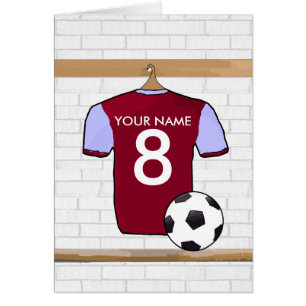 Personalized Claret Blue Football Soccer Jersey Cards