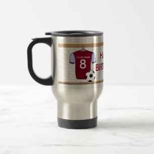 Personalized Claret Blue Football Soccer Jersey Travel Mug