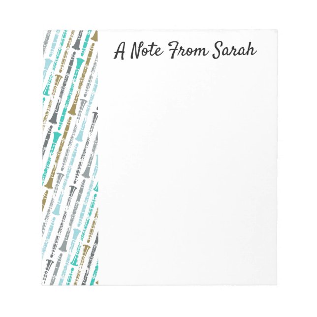 Personalized Clarinet Musician Teacher Player Gift Notepad (Front)