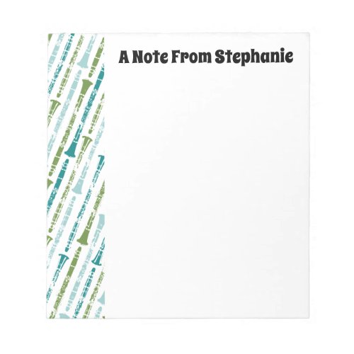 Personalized Clarinet Player Gift Music Themed Notepad