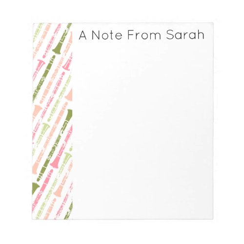 Personalized Clarinet Player Musician Gift Notepad